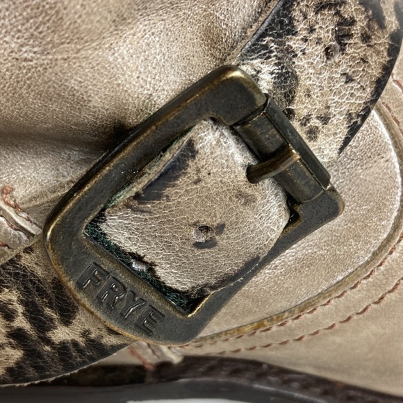 FRYE Slate Brown VERONICA SLOUCH Harness Riding boots Sz 6.5 Distressed Bohemian - Picture 9 of 16